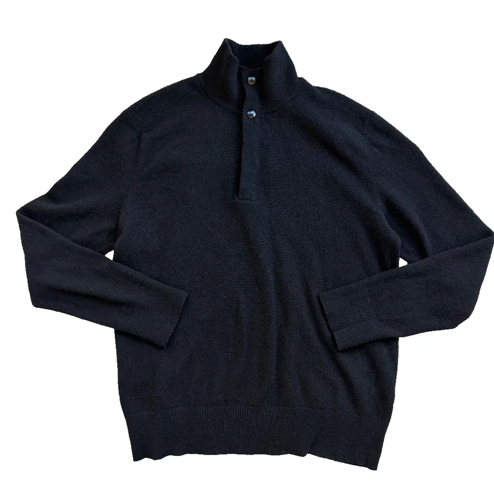 Banana Republic Men's Large Black Knit Pullover Sweater Italian Yarn